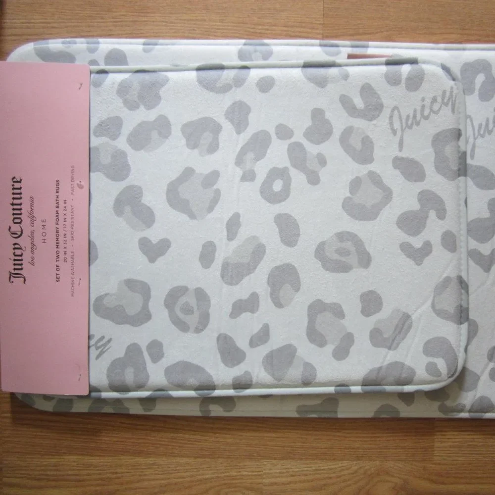 Juicy Couture Set of 2 Memory Foam Bath Rugs Cheetah Animal Print
